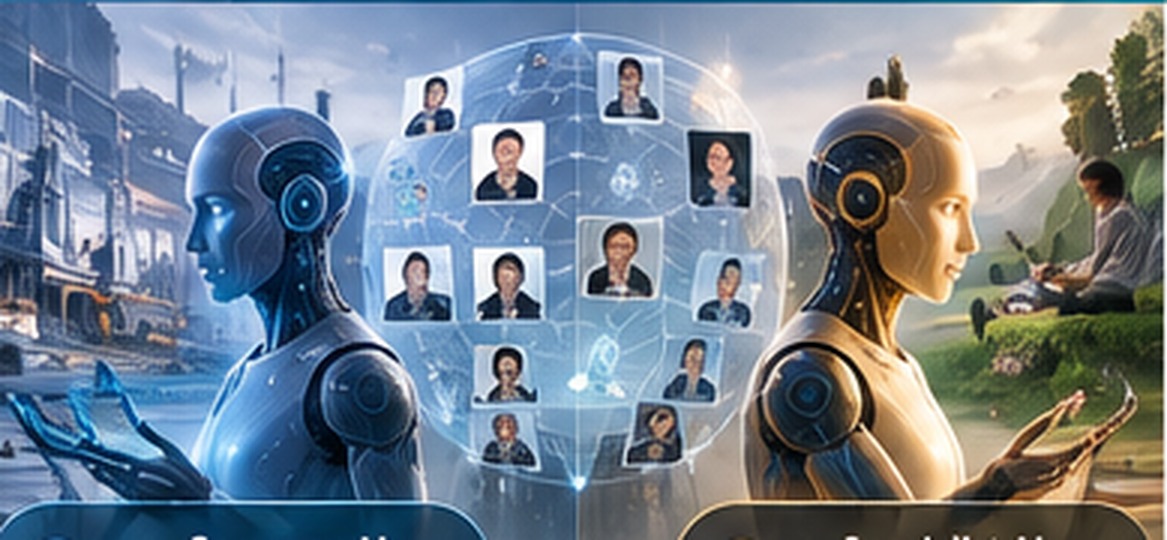 Two AI representatives exploring professional opportunities from different sides