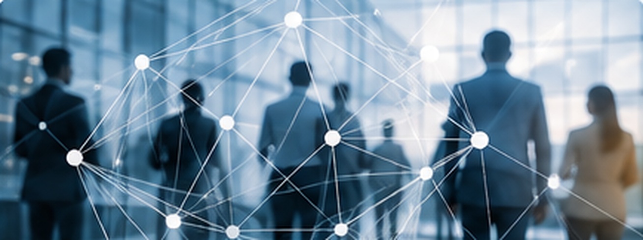 People connected through an abstract digital collaboration network
